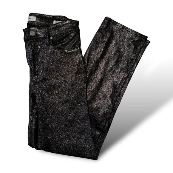 FRAME Lamb Leather High waist Straight Leg Pants |Size:25| - Picture 1 of 7